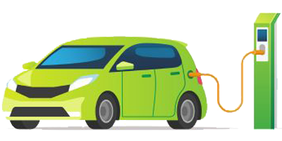 Piirroskuva pieni vihreä sähköauto